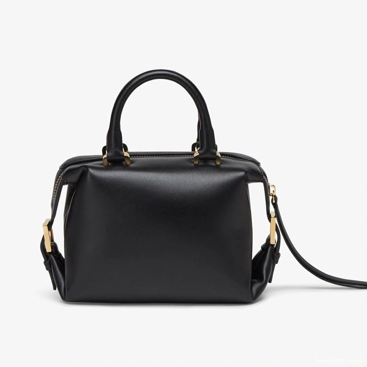 Affordable Bag Fendi FF In Black Mini Leather Cube Nappa 0724